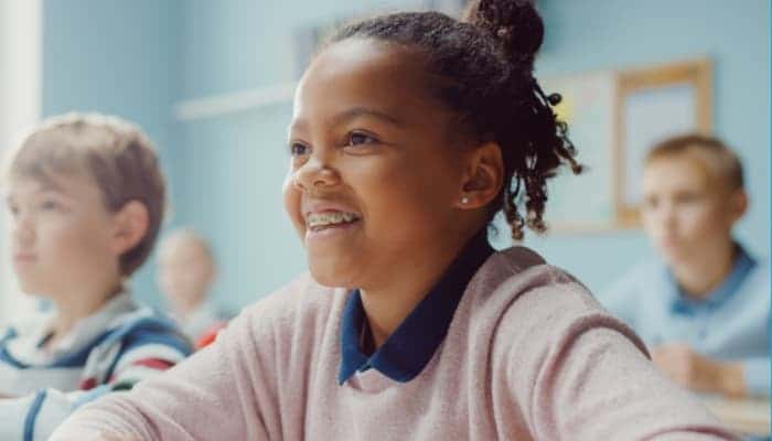 child patient wearing braces