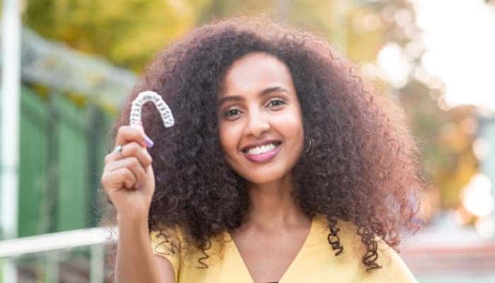 adult patient wearing invisalign